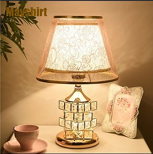 Crystal Lamp Electric Golden Crystal Light Led Table Lamp with Golden stone With Single Shade