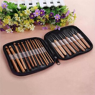 20pcs Bamboo Crochet Hooks Knitting Weave Needles Set With Case Bag Embroidery Beading Hoop Yarn Woven Sewing Craft Crochet Kit