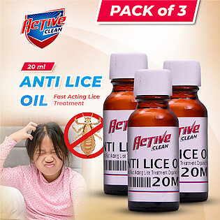 Pack of 3 - Anti Lice Oil-20ml-Kills Super lice After Exposure, Gentle with the Scalp,Lice removal Anti Lice Oil Treatment,Makes ,smooth, shiny, silky and strong Lice FREE hair,Anti Lice anti dandruff oil