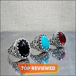 316l Stainless Steel 3pc Turkish Style Different Colour Stone Ring For Men