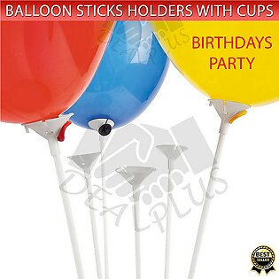 Balloon Sticks Holders With Cups For Birthdays Party Supplies 16 Inches Pack Of 5,10,15,20