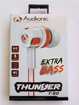 Audionic T50 Handfree Thunder Sound Super Bass Stereo Sound Earphone + Hand Free For Huawei \samsung Handfree