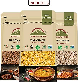 (Pack of 3) Himalayan Daal Masoor Washed, Daal Mong Washed & Daal Chana - 454G Each | Export Quality (Dal) & Imported Packaging