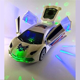 Super Car With 3d Flashing Lights - 26 Cm - White