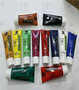 Pack Of 12 - Acrylic Paints Big Tubes - 75 Ml
