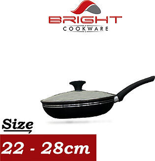 BRIGHT - Non Stick Frying Pan with Glass Lid - 22/24/26/28 cm