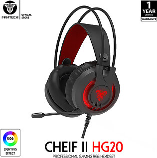 Fantech Hg20 Chief Ii Rgb Gaming Headphone Volume Adjustment With Microphone For Ps4 Pc - Black