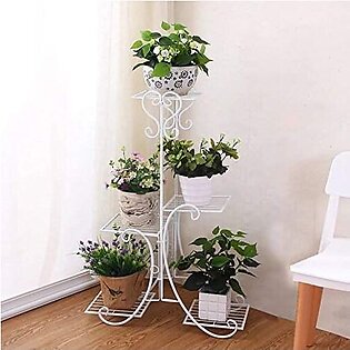 4 Tier Metal Plant Stand & Flower Pot Holder Display Home Decor Garden Indoor Outdoor Balcony Flower Storage Rack Adjustable