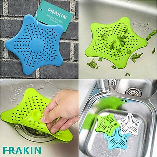 FRAKIN Silicone Rubber Five-pointed Star Sink Filter Sea Star Drain Cover Sink Strainer Hair Catcher Leakage Filter for Kitchen and Bathroom- Multicolor