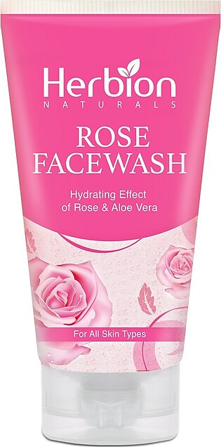 Instant Hydrating Rose Facewash | Natural Blend Of Rose, Aloe Vera, Glycerin And Moringa | Revitalizes Dead Skin & Removes Dark Spots | 100ml Tube Product By Herbion Naturals
