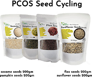 Pack Of 4 Seeds 200grams Each , Sunflower Pumpkin Flax Sesame For Seed Cycling Pcos
