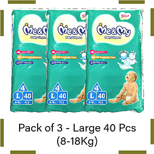 Pack Of 3 Me & My Baby Diapers Magic Tape Full Elastic Band Cotton Sheet Large Size 4 (40 X 3 Total 120 Pcs)