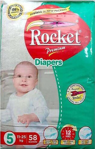 Rocket Premium Diapers Size 5 - Xl - 58 Piece Packing