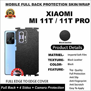 Xiaomi Mi 11t Mi 11t Pro Full Back 360 Protection Skin / Wrap - Black Leather Texture