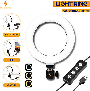 Ring Light, Led Ring Light 26cm, Ring Light With Mobile Phone, Three Colors Shades Ring Light Stand By Anzik Store