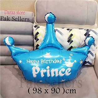 Large Pink | Blue Helium Balloon Prince Princess Crown Foil Balloons Happy Birthday , Baby Shower Boy | Girl Party Decorations