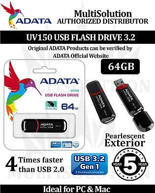 Adata 64gb Usb Flash Drive Uv150 Black - 5 Years Warranty