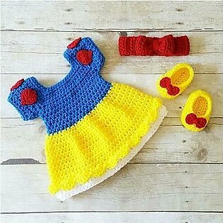 Handmade Crochet Dress Set for baby girls/Crochet Frock for baby girls/Crochet Clothes for Baby Girl/Crochet Woolen Frock/Cap and Shoes