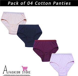 A.Fashion Pack of 04 Soft Cotton Jersey Panties For Women Best quality Multicolored Plain Underwear Panty For Girls Undergarments