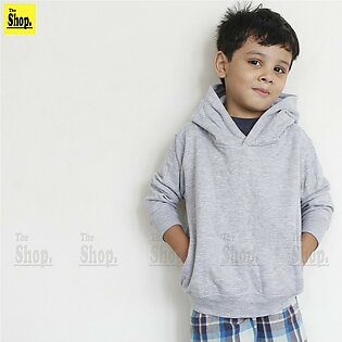 The Shop - Heather Grey Pullover Hoodie For Boys & Girls Kids, Full Sleeves Pullover Hood - Pv-hgh1