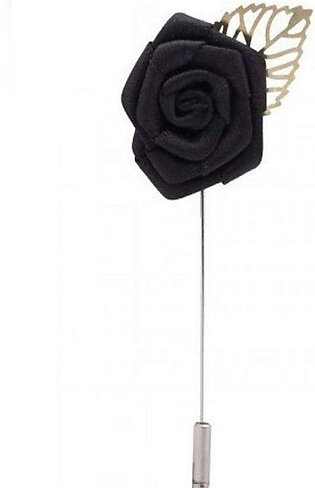 Black Flower Leaf Brooch/Lepal Pin For Men