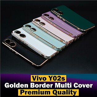 Vivo Y02s Back Cover Soft Multi Golden Border Camera Protection Cover For Vivo Y02s