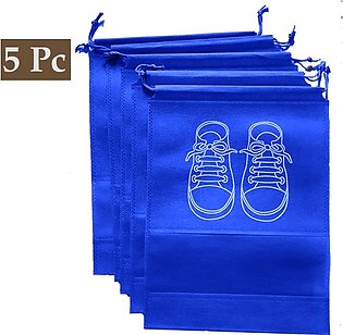 Printed Design Travel Shoe Storage Bags 5 Pcs Non-woven Rustproof Shoe Bag Portable Drawstring Bags For Shoes Clothing Travel Bag Organizer