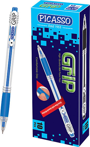Picasso Grip Ball Pen Blue Red Black -office Stationery - School Stationery - For Smooth And Comfortable Writing Experience Pack Of 10 Pens