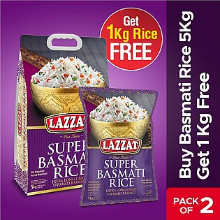 Lazzat Super Basmati Rice 5kg Bag Get 1 Kg Rice Free