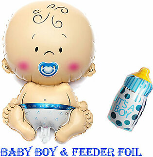 Baby Boy Shower Foil Baloons Set With Baby Boy & baby Feeder Foil