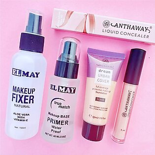 Elmay Deal Of 04, Makeup Fixer + Makeup Base Primer + Matte Foundation Tube + Waterproof Concealer
