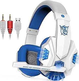 Gaming Headphones Adjustable Led Gaming Headset With Microphone, Retractable Stereo Bass Surround Earphone Wired Pc Gaming Headset, Soft Breathing Over-ear Game Headphones