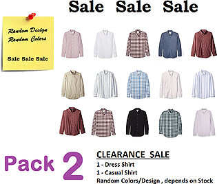 Clearance Sale – Pack of 2 Dress Shirt and Casual Shirt For Men - Semi Formal Shirt For Men - Men Shirts with Slim Fit - Men's Premium Quality Shirts