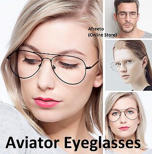 Aviator Glasses For Boys & Girls Metal Frame Transparent Avaitor Eyeglasses