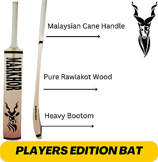 Cricket Bat - Players Edition Cricket Tapeball Bat - Long Handle & Heavy Bottom