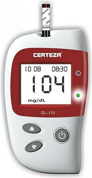 Certeza GL 110 - Blood Glucose Monitor With 10 Strips - Certeza Glucometer - Sugar meter (White)
