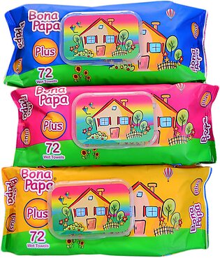 Bonapapa Baby Wipes 72 Sheets (pack Of 3)