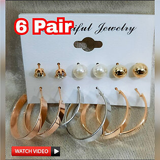 9 Pair Earring Set Pack of Round Square Drop & Stud For Girls