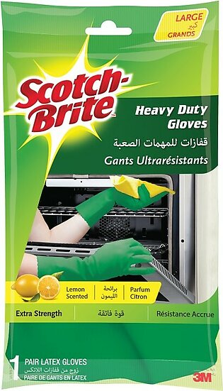 Scotch-brite Extra Strong Gloves, Extra Heavy Duty, Super Grip, Protects Your Hands From Contact With Mild Detergents And Household Cleaning Agents, Large Size. 1 Pair/pack