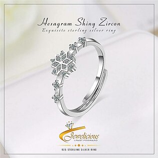 925 Sterling Silver New Woman Fashion Jewelry High Quality Star Crystal Zircon Simple Ring Opening Size Adjustable Ring