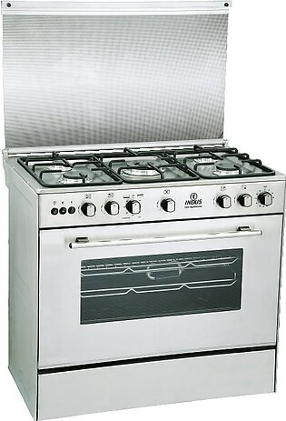 Indus 5 Burner Gas Cooking Range With Baking Oven - Silver