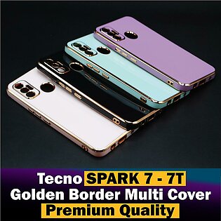 Tecno Spark 7 | Tecno Spark 7t Back Cover Soft Multi Golden Border Camera Protection Cover For Tecno Spark 7 | Tecno Spark 7t