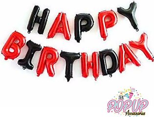 Happy Birthday Foil Balloons - Red/Black