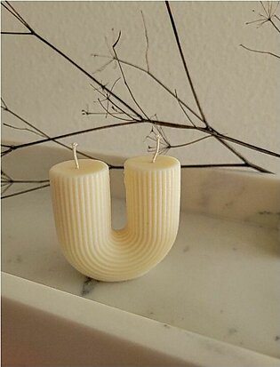 Pack Of 2 Scented Candle, U-shaped Candle, Off-white Color, Soya Wax Candle, Decor Candle