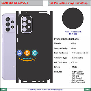 Samsung Galaxy A72 , Full Back Protection Sheet With Four Sides Vinyl Skin/wrap In Variety Of Textures And Colors For A72