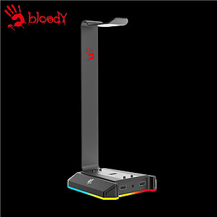 Bloody GS2 RGB Gaming Headset Stand - 6 RGB Backlit Effects - 7.1 Surround Sound Card - 3 USB & 1 AUX 3.5mm Ports - Type C Braided Cable - Aluminum Frame - For PC/Laptop/Gaming