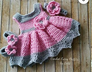 woolen dress / crochet handmade baby girl dress