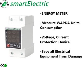 Digital Energy Meter + Voltage Protection Device, High Voltage, Low Voltage, Over Current Protection Device, Circuit Breaker, Best For Solar Inverter Output, With Digital Led Display,