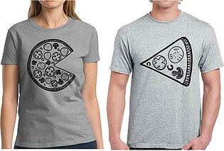 Khanani's Pack Of 2 Funny Pizza Slice Couple T Shirts Matching Set