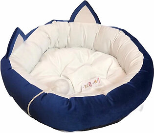 Cat Ears Pet Bed With Tail Blue